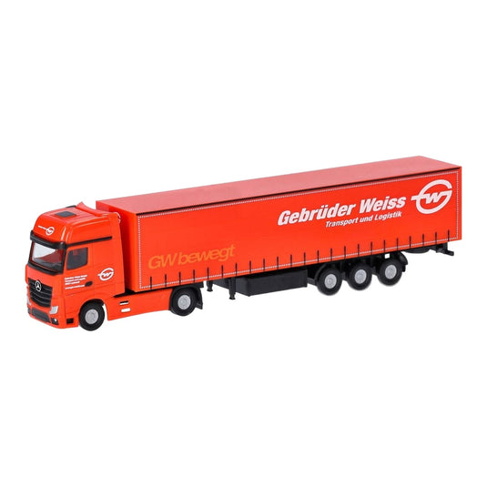 Gebruder Weiss メルセデス・ベンツ アクトロス Gigaspace カーテンサイドセミトレーラー / Herpa 1/87 ミニカー トラック模型