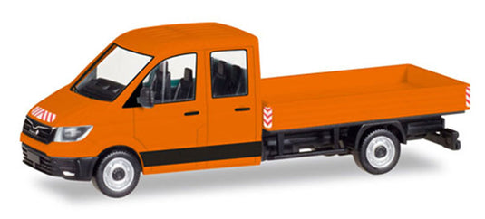 MANマン TGE クルーキャブ フラットベッド トラック 働く車 模型 / Herpa 1/87 ミニカー 模型
