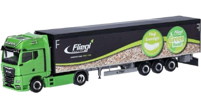 Fliegl MAN eTGX ウォーキングフロアセミトレーラー トレーラー / Herpa 1/87 建設機械模型 工事車両