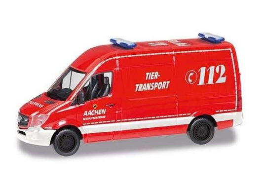 メルセデスベンツ スプリンター アーヘン消防署 動物輸送車 レッド ヘルパ / Herpa 1/87 ミニカー