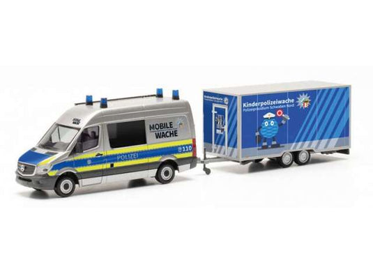 Mercedes Benz スプリンター トレーラー付き バイエルン州警察 シルバーブルー/Herpa 1/87ミニカー