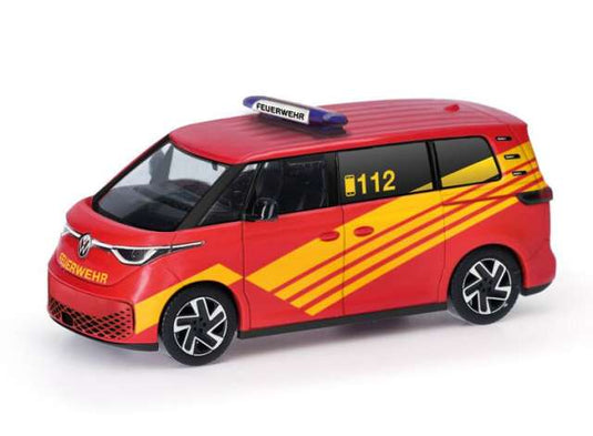 フォルクスワーゲン ID. Buzz 消防指揮車 レッド/イエロー 働く車 ヘルパ / Herpa 1/87 ミニカー
