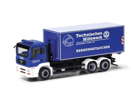 MAN TGA M 工作車 THW リンダウ 水中作業隊 ブルー 働く車 ヘルパ / Herpa 1/87 ミニカー