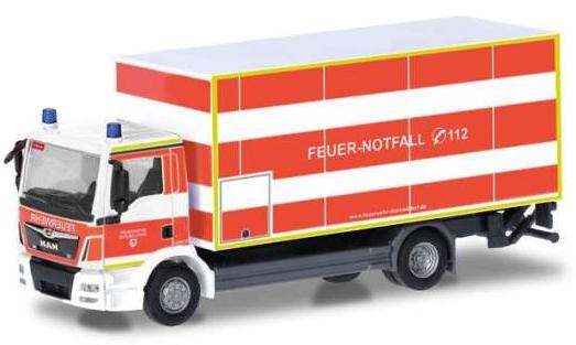 MAN TGM 荷台付トラック デュッセルドルフ消防署 消防車 働く車 ヘルパ / Herpa 1/87 ミニカー