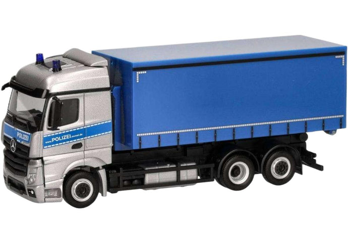 機動隊メクレンブルク・フォアポンメルン Mercedes Benz Actros Streamspace スワップボディトラック トラック / Herpa 1/87 建設機械模型 工事車両