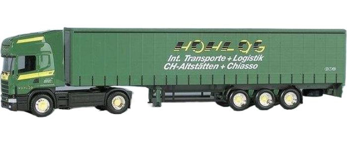 Hohl AG Scania 144 Topline カーテンサイドセミトレーラー トレーラー / Herpa 1/87 建設機械模型 工事車両