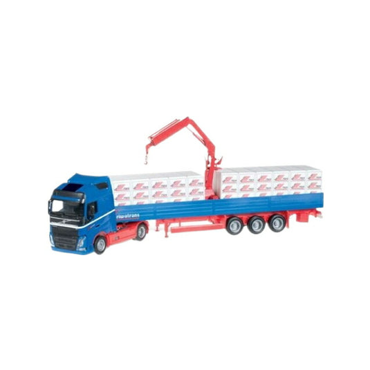 Herpa Riwatrans Volvo FH GL フラットベッドセミトレーラー クレーン・積載物付き/ Herpa 1/87  模型