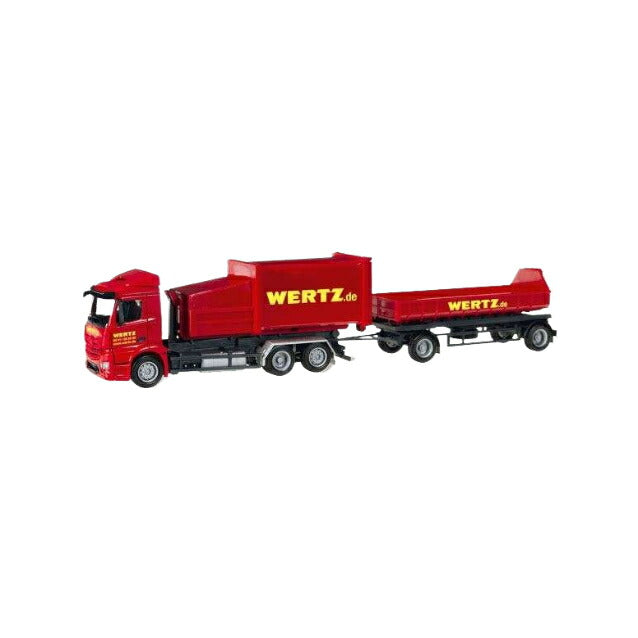 Herpa Wertz Aachen Mercedes-Benz Antos プレス廃棄物コンテナトレーラー トラックモデル 307437/ Herpa 1/87  模型
