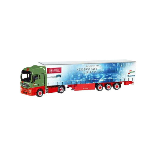 Herpa Wandt / TU Braunschweig MAN TGX XXL カーテンキャンバスセミトレーラー トラックモデル 307925/ Herpa 1/87  模型