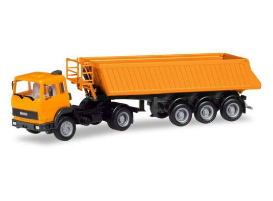 イヴェコ マギルス 6x4 建設用トレーラー オレンジ 働く車 ヘルパ 1/87 / Herpa 1/87 ミニカー