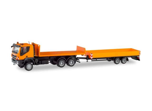 Iveco トラッカー A-LKW トレーラー付き オレンジ/Herpa 1/87ミニカー