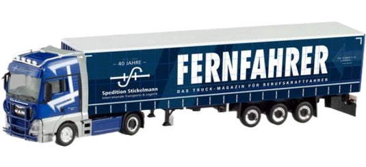 Spedition Stickelmann Fernfahrer MAN TGX XXL Euro 4 カーテンサイドトレーラー トレーラー / Herpa 1/87 建設機械模型 工事車両