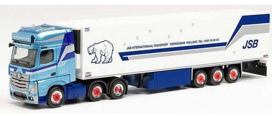 メルセデスベンツ Actros G. 6x2 K.Sz. JSB Transport (NL) ホワイト／ブルー/ Herpa  1/87 ミニカー