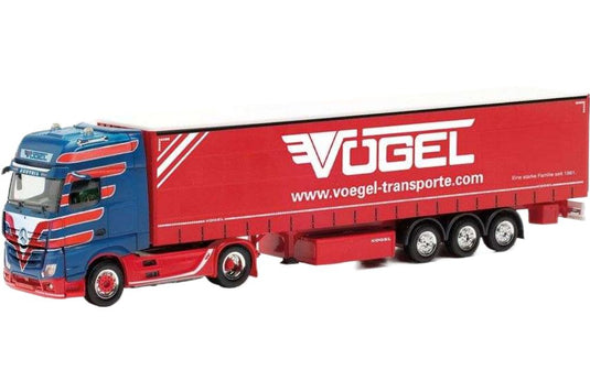 Vogel Mercedes Benz Actros Gigaspace 18 カーテンサイドセミトレーラー トレーラー / Herpa 1/87 建設機械模型 工事車両