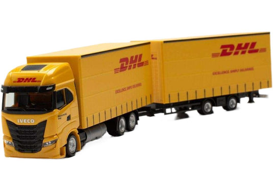 DHL Iveco S-Way LNG ボリュームトレーラー 315890 / Herpa 1/87 建設機械模型 工事車両