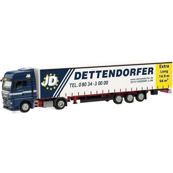 Dettendorfer MAN TGX GX カーテンタイプ トラックトレーラー / Herpa 1/87 建設機械模型 工事車両