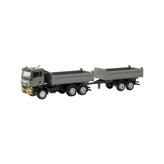 Herpa MAN TGS NN 建設ダンプトラックトレーラー グレーイエロー 316255/ Herpa 1/87  模型