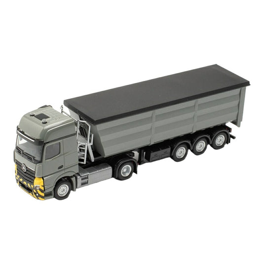 メルセデス・ベンツ アクトロス L スチールダンプ セミトレーラー イエロー グレー / Herpa 1/87 ミニカー トラック模型