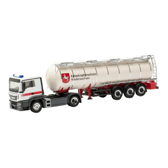 MAN TGS L Euro 6C ニーダーザクセン州災害対策局 タンカーセミトレーラー / Herpa 1/87 ミニカー トラック模型