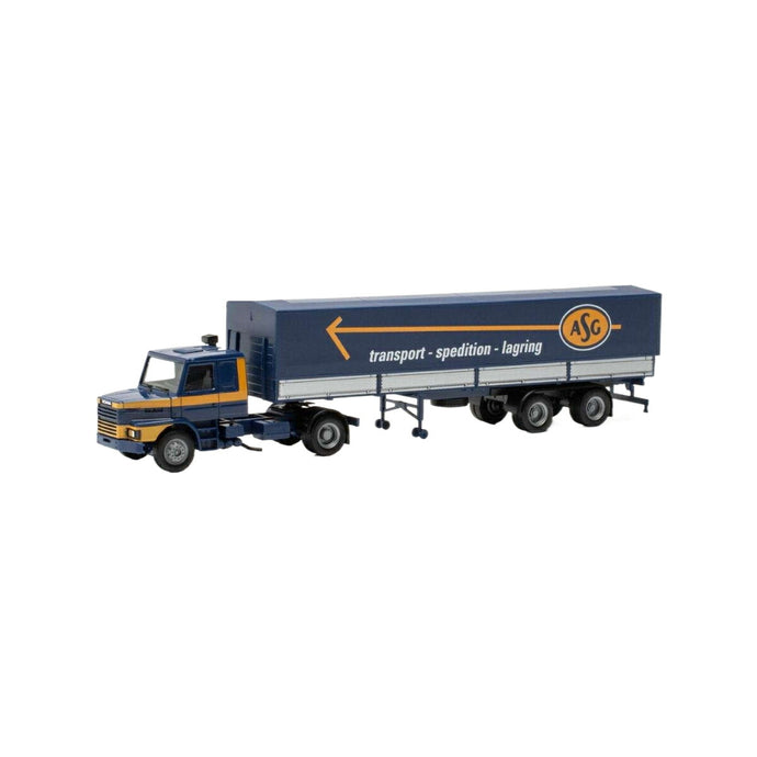 ASG Scania Hauber フラットベッド ターポリン トラック / Herpa 1/87 建設機械模型 工事車両