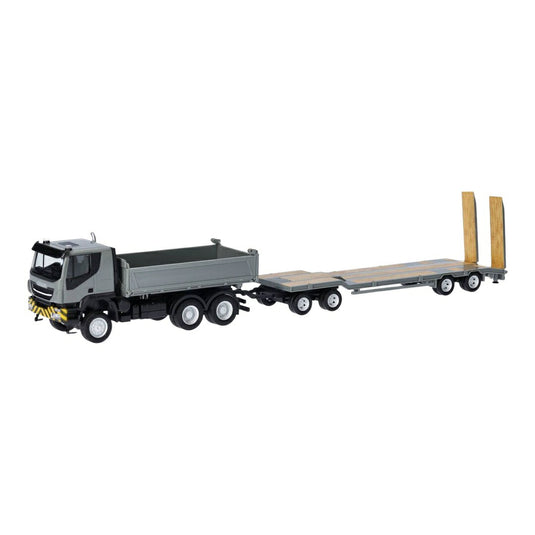 Iveco Trakker 6x6 ダンプ + TU4 トレーラー / Herpa 1/87 ミニカー トラック模型