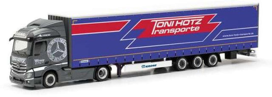 メルセデスベンツ Actros S. 2.3 15m Lowliner. Toni Hotz ブルー／レッド/ Herpa  1/87 ミニカー