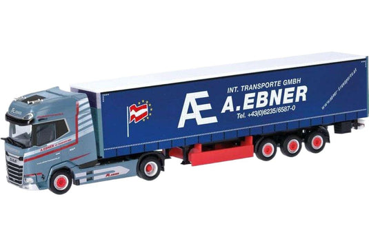 Ebner DAF XG+ カーテンサイド セミトレーラー  / Herpa 1/87 建設機械模型 工事車両