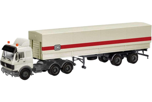 DBメルセデスベンツNGカーテンサイド トレーラー / Herpa 1/87 建設機械模型 工事車両