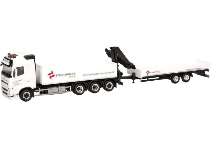 Schachinger Volvo FH GL 2020 平床 + 低床タンデムトレーラー トレーラー / Herpa 1/87 建設機械模型 工事車両