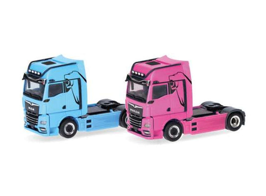 MAN eTGX GX WOMAN & MAN set (2 st.) ピンク/ブルー/ Herpa  1/87 ミニカー