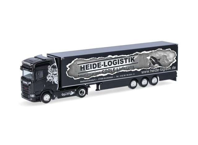 Scania CS 20 HD koeltrailer Heide Logistik グレー/ホワイト/ Herpa  1/87 ミニカー