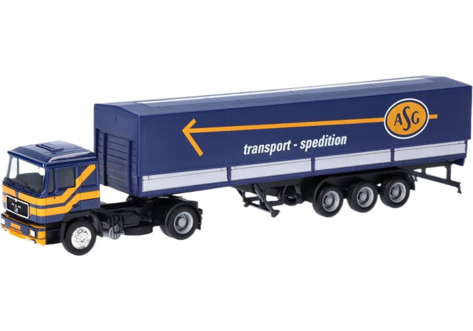 ASG MAN F90 カーテンサイドトレーラー トレーラー / Herpa 1/87 建設機械模型 工事車両