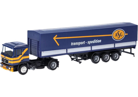 ASG MAN F90 カーテンサイドトレーラー トレーラー / Herpa 1/87 建設機械模型 工事車両