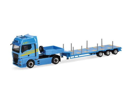MAN TGX GX 低床トレーラー Zillner ブルー ヘルパ 1/87 トラック / Herpa 1/87 ミニカー
