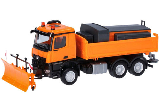 Mercedes Benz Arocs 18 M 三転ダンプ + 散布ボディ + スノープラウ / Herpa 1/87 ミニカー 模型