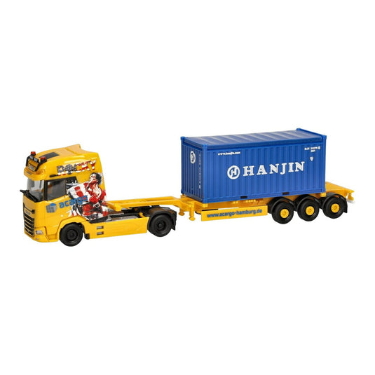 Acargo 20フィート オープントップ Hanjin DAF XG+ 20フィート コンテナ セミトレーラー / Herpa 1/87 トラック模型