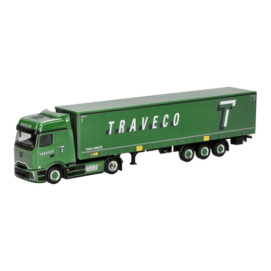 Traveco メルセデス・ベンツ eActros Bigspace ProCabin カーテンサイドセミトレーラー / Herpa 1/87 ミニカー トラック模型