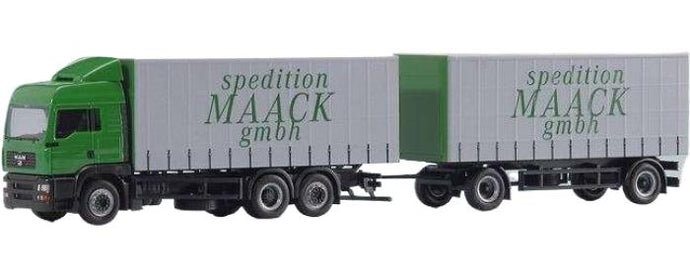 Maack Spedition MAN TG-A LX カーテンサイドトレーラー トレーラー / Herpa 1/87 建設機械模型 工事車両
