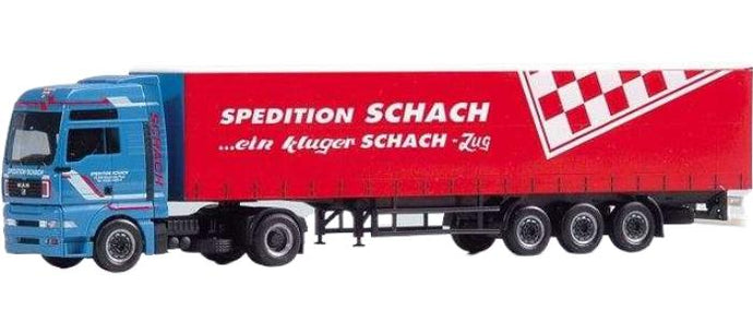 Schach Spedition MAN TG-A XXL カーテンサイドセミトレーラー トレーラー / Herpa 1/87 建設機械模型 工事車両