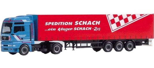 Schach Spedition MAN TG-A XXL カーテンサイドセミトレーラー トレーラー / Herpa 1/87 建設機械模型 工事車両
