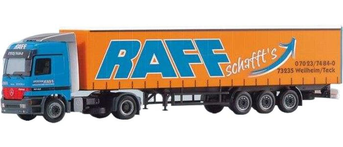 Raff Spedition Mercedes Benz Actros L カーテンサイドセミトレーラー トレーラー / Herpa 1/87 建設機械模型 工事車両