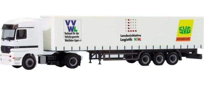 VVWL Mercedes Benz Actros LH カーテンサイドセミトレーラー トレーラー / Herpa 1/87 建設機械模型 工事車両