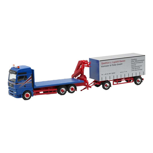 MAN TGA XXL ローローダー クレーン付 カーテンサイドトレーラー / Herpa 1/87 ミニカー トラック模型