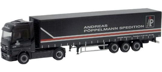 Poeppelmann Mercedes Benzメルセデスベンツ Actros LH02 curtainside semitrailerカーテンサイドセミトレーラー トラック 模型 /Herpa 1/87