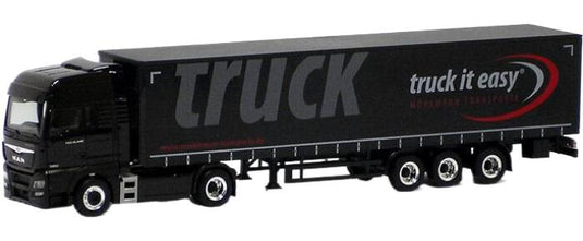 Moehlmann Truck Easy MAN TGX XXL Euro 6 curtainside semitrailerカーテンサイドセミトレーラー トラック 模型 /Herpa 1/87