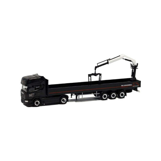 Herpa Schockem?hle Scania R Topline フラットベッドセミトレーラー + ローディングクレーン 4991/ Herpa 1/87  模型