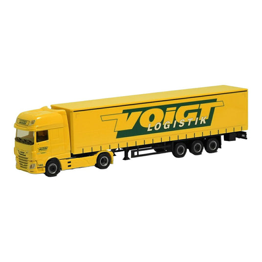 Voigt Logistik DAF XF Super Space Cab Euro 6 カーテンサイド セミトレーラー / Herpa 1/87 トレーラー模型