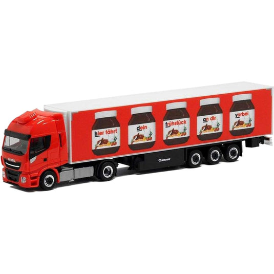 ヌテラ Iveco ストラリス ハイウェイ XP 中型トラック  トレーラー / Herpa 1/87 建設機械模型 工事車両