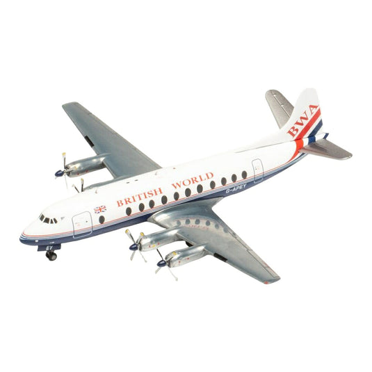 ブリティッシュワールド・エアウェイズ British World Airlines ヴィッカース ヴァイカウント 800 G-APEY 25周年記念ラスト旅客フライト / Herpa 1/200 飛行機模型 旅客機