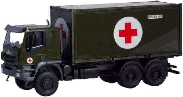 ドイツ連邦 Iveco Trakker 6x6 ロールオフ トラック / Herpa 1/87 建設機械模型 工事車両